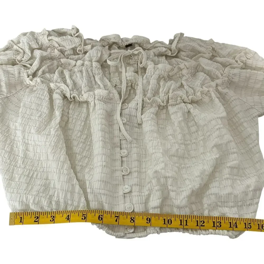 Free People Hailey Cropped Blouse in Ivory (M)